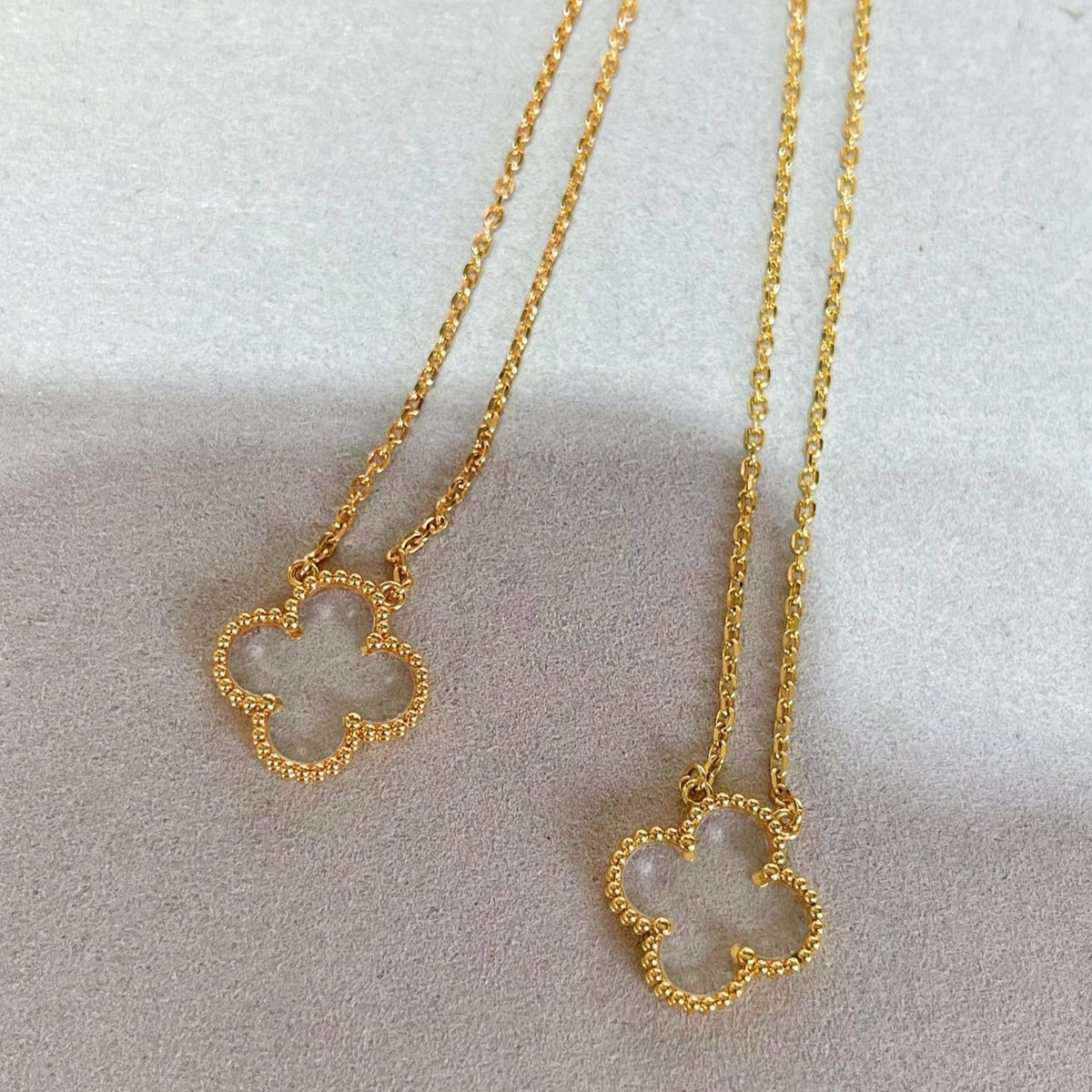 [⭐Spark]CLOVER ROCK CRYSTAL ROSE GOLD NECKLACE