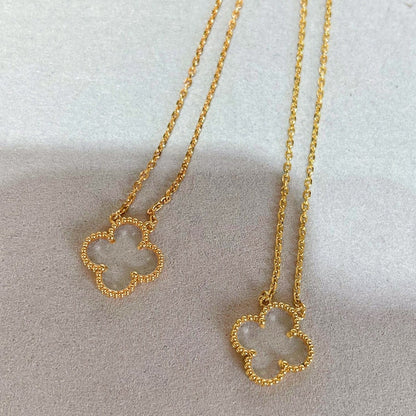 [⭐Spark]CLOVER ROCK CRYSTAL ROSE GOLD NECKLACE