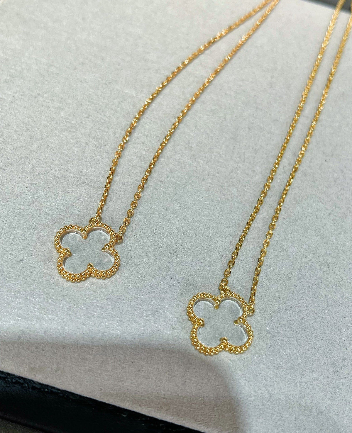 [⭐Spark]CLOVER ROCK CRYSTAL ROSE GOLD NECKLACE