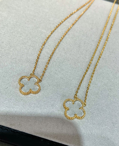 [⭐Spark]CLOVER ROCK CRYSTAL ROSE GOLD NECKLACE