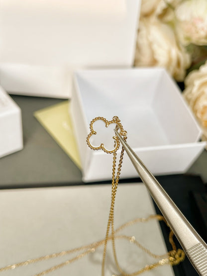 [⭐Spark]CLOVER ROCK CRYSTAL ROSE GOLD NECKLACE