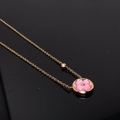 [⭐Spark]COLOR BLOSSOM PINK MOP SUN GOLD NECKLACE
