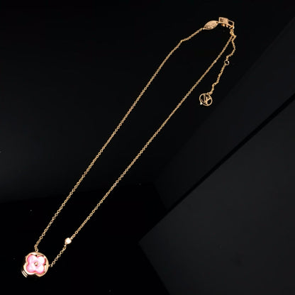 [⭐Spark]COLOR BLOSSOM PINK MOP SUN GOLD NECKLACE