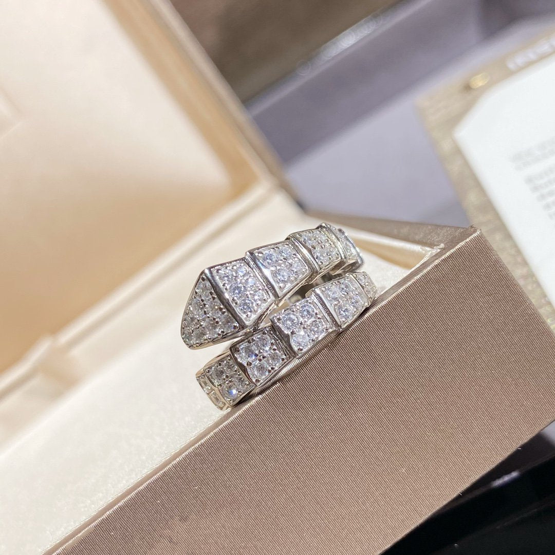 [⭐Spark]SERPENTI RING SILVER DIAMOND PAVED