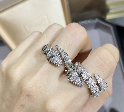 [⭐Spark]SERPENTI LARGE RING SILVER DIAMOND PAVED