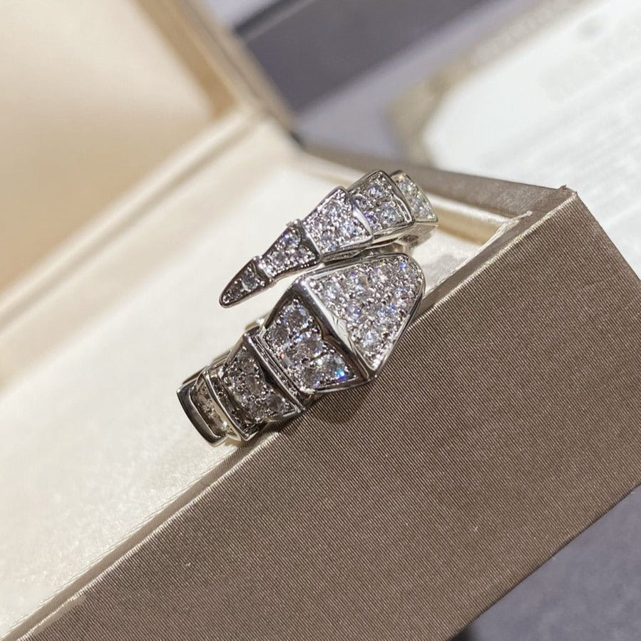 [⭐Spark]SERPENTI LARGE RING SILVER DIAMOND PAVED