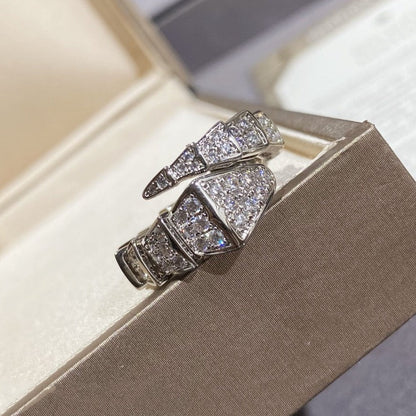 [⭐Spark]SERPENTI LARGE RING SILVER DIAMOND PAVED
