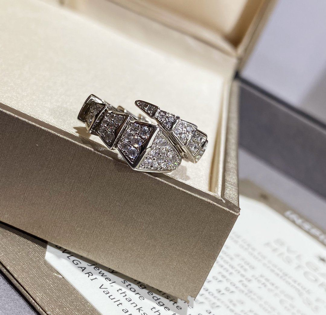 [⭐Spark]SERPENTI LARGE RING SILVER DIAMOND PAVED