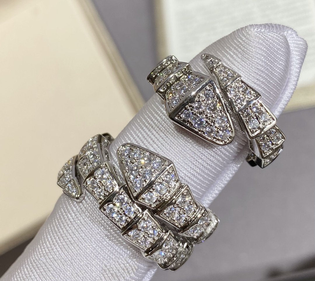 [⭐Spark]SERPENTI LARGE RING SILVER DIAMOND PAVED