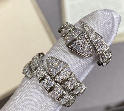 [⭐Spark]SERPENTI LARGE RING SILVER DIAMOND PAVED