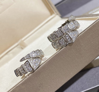 [⭐Spark]SERPENTI LARGE RING SILVER DIAMOND PAVED