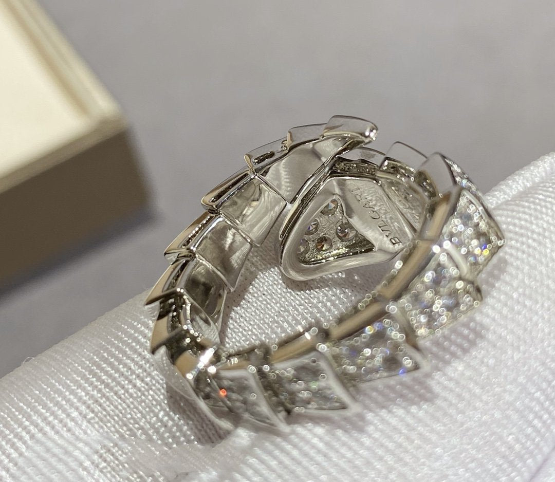 [⭐Spark]SERPENTI LARGE RING SILVER DIAMOND PAVED