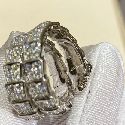 [⭐Spark]SERPENTI DOUBLE RING SILVER DIAMOND PAVED
