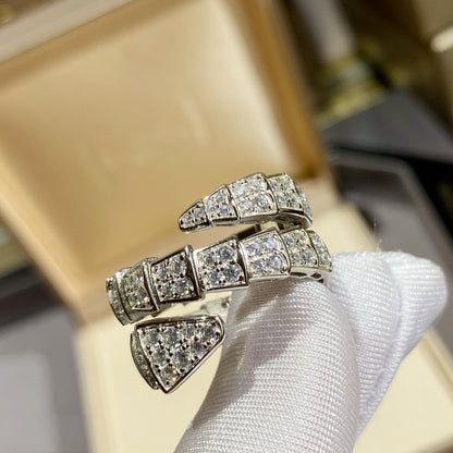 [⭐Spark]SERPENTI DOUBLE RING SILVER DIAMOND PAVED