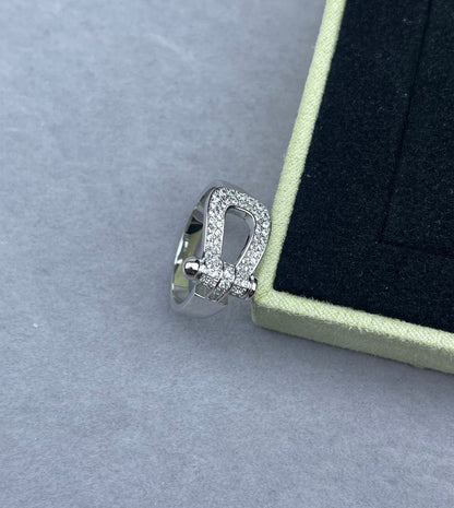 [⭐Spark]Wide Hoof-Shaped Diamond-Studded Ring
