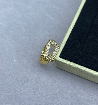 [⭐Spark]Wide Hoof-Shaped Diamond-Studded Ring