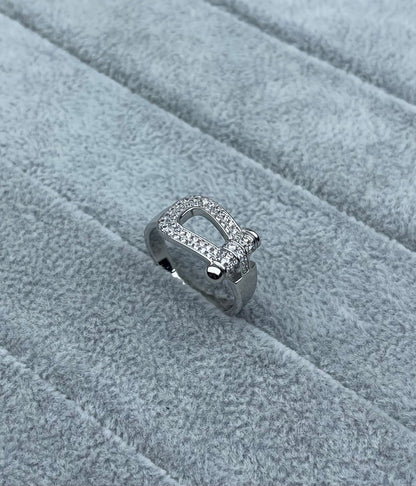 [⭐Spark]Wide Hoof-Shaped Diamond-Studded Ring