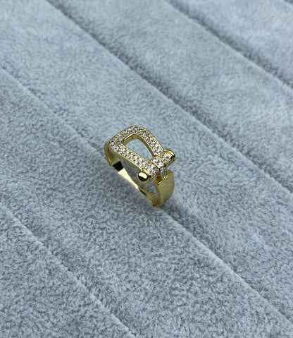 [⭐Spark]Wide Hoof-Shaped Diamond-Studded Ring