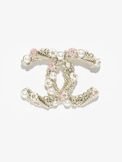 [⭐Spark]26C Pink-White Enamel Ice Cream Cone Double C Brooch