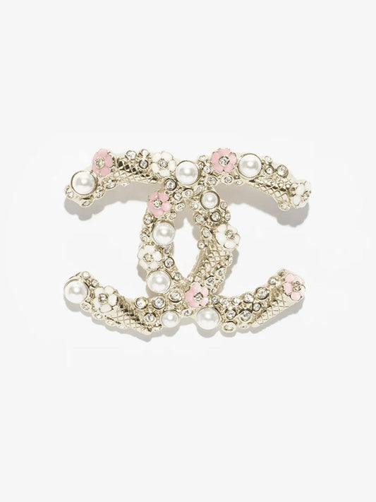 [⭐Spark]26C Pink-White Enamel Ice Cream Cone Double C Brooch