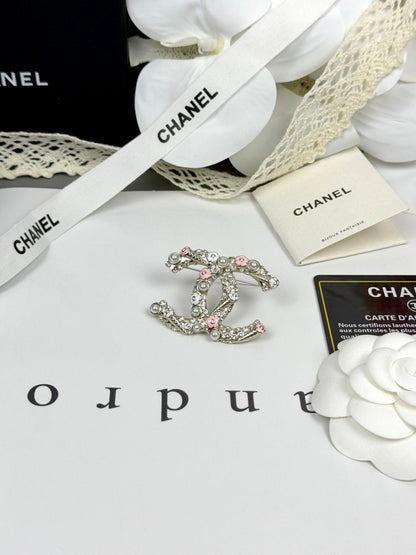 [⭐Spark]26C Pink-White Enamel Ice Cream Cone Double C Brooch
