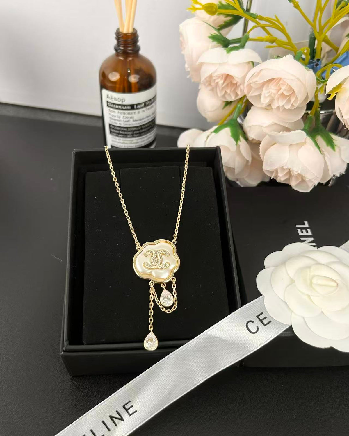 [⭐Spark]Cloud Pearl Mother-of-Pearl Diamond Chain Pendant Necklace
