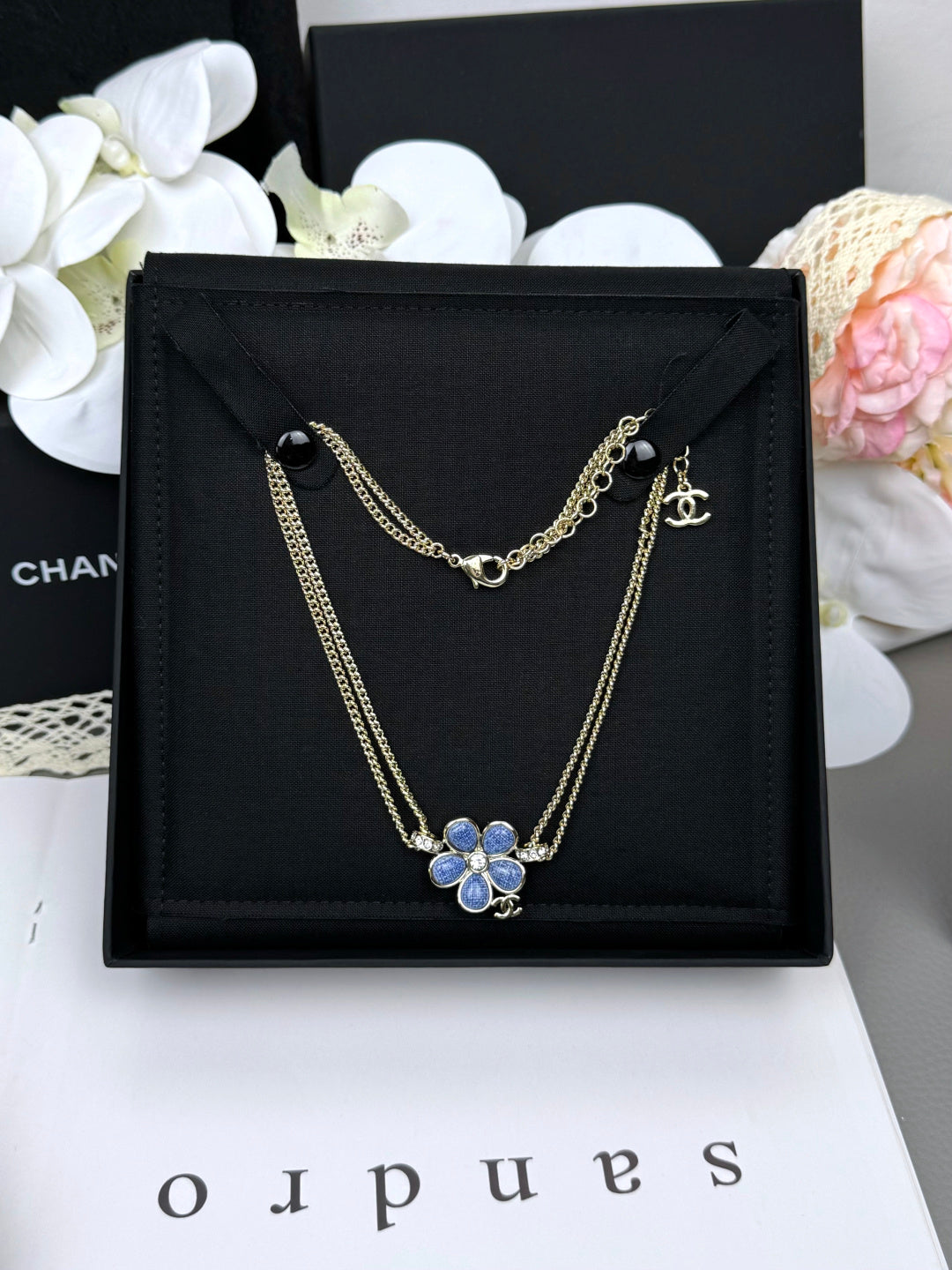 [⭐Spark]New Blue Floral Double-Layer Necklace