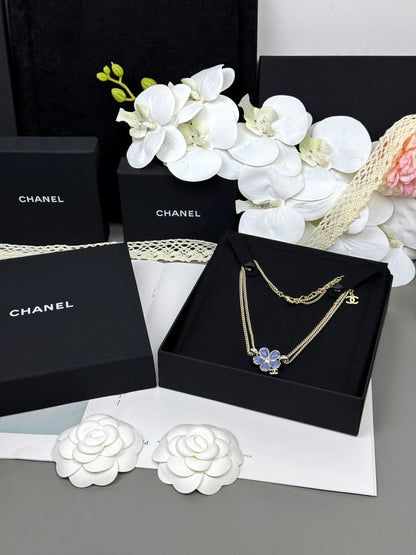 [⭐Spark]New Blue Floral Double-Layer Necklace