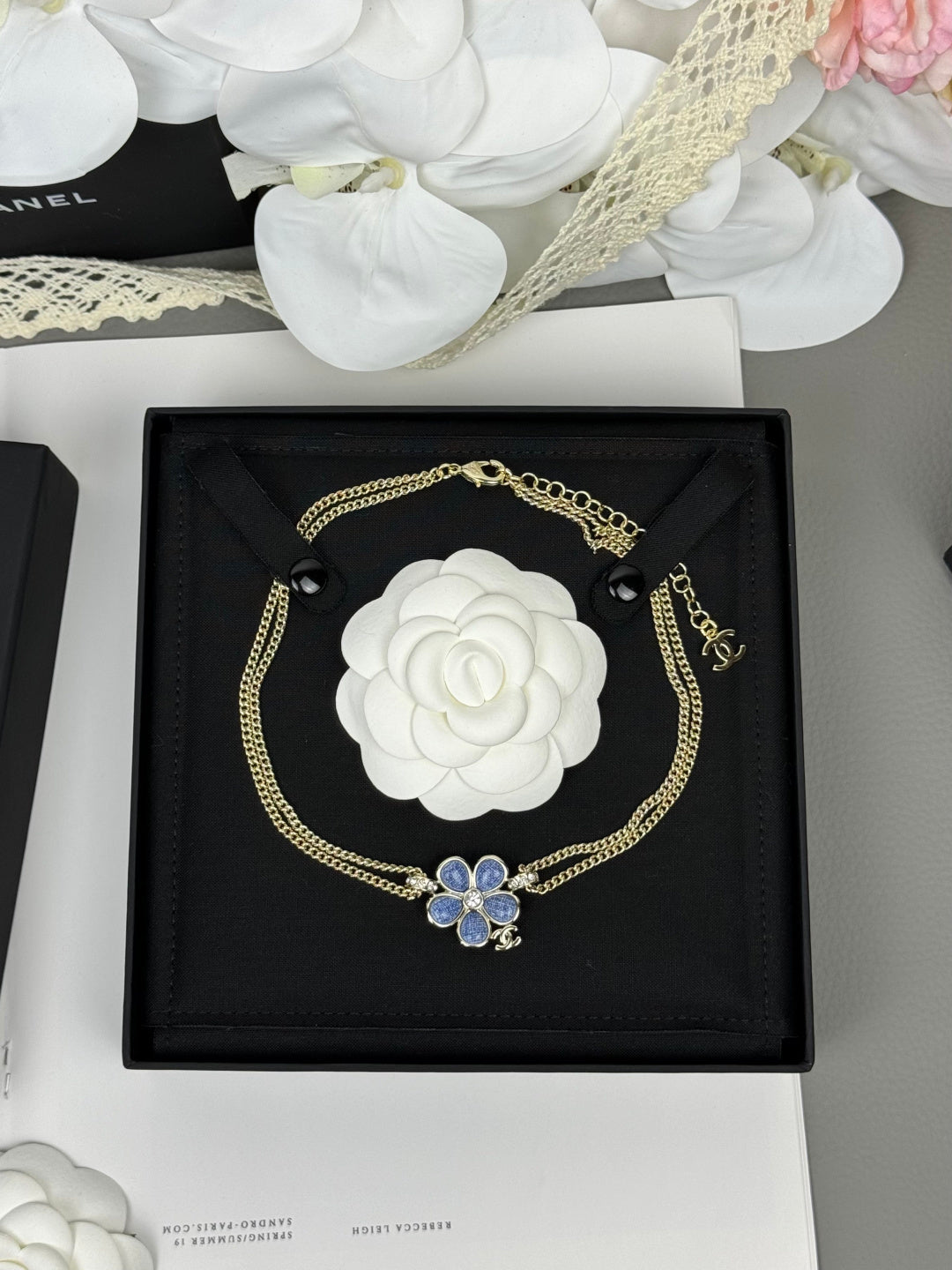 [⭐Spark]New Blue Floral Double-Layer Necklace