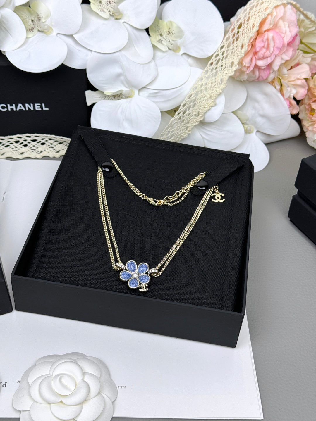 [⭐Spark]New Blue Floral Double-Layer Necklace