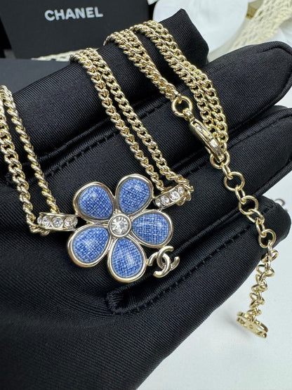 [⭐Spark]New Blue Floral Double-Layer Necklace