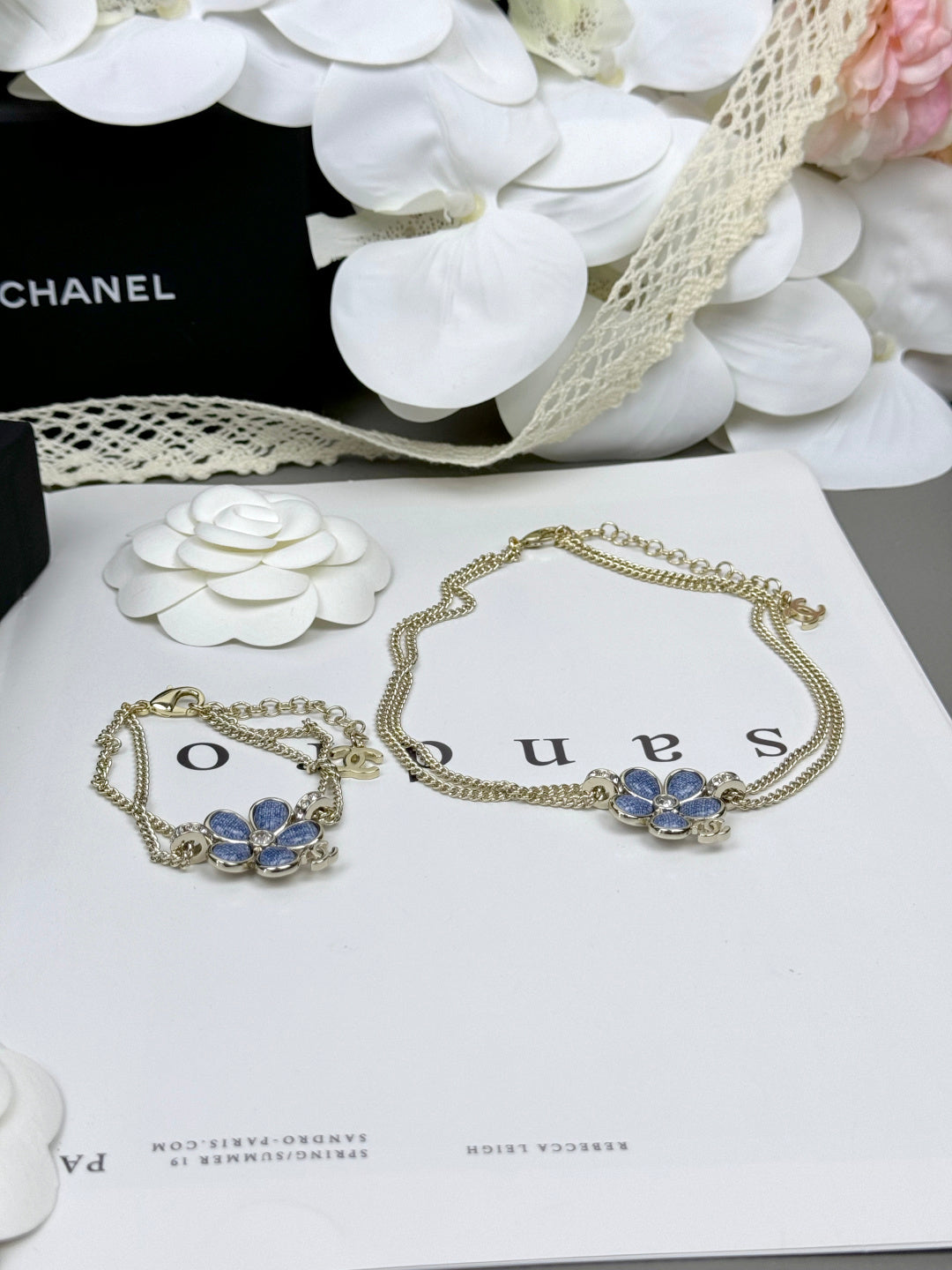 [⭐Spark]New Blue Floral Double-Layer Necklace