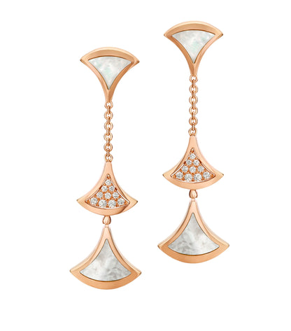 [⭐Spark]DREAM EARRINGS 3 MOTIFS DIAMOND MOP PINK GOLD