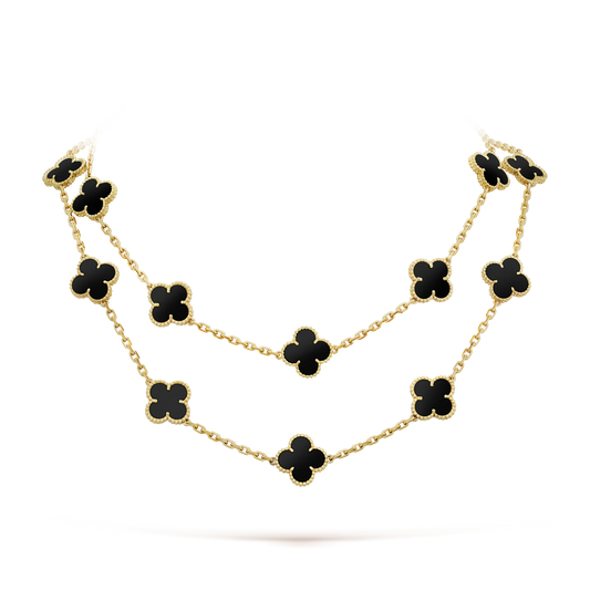 [⭐Spark]CLOVER 20 MOTIFS ONYX NECKLACE