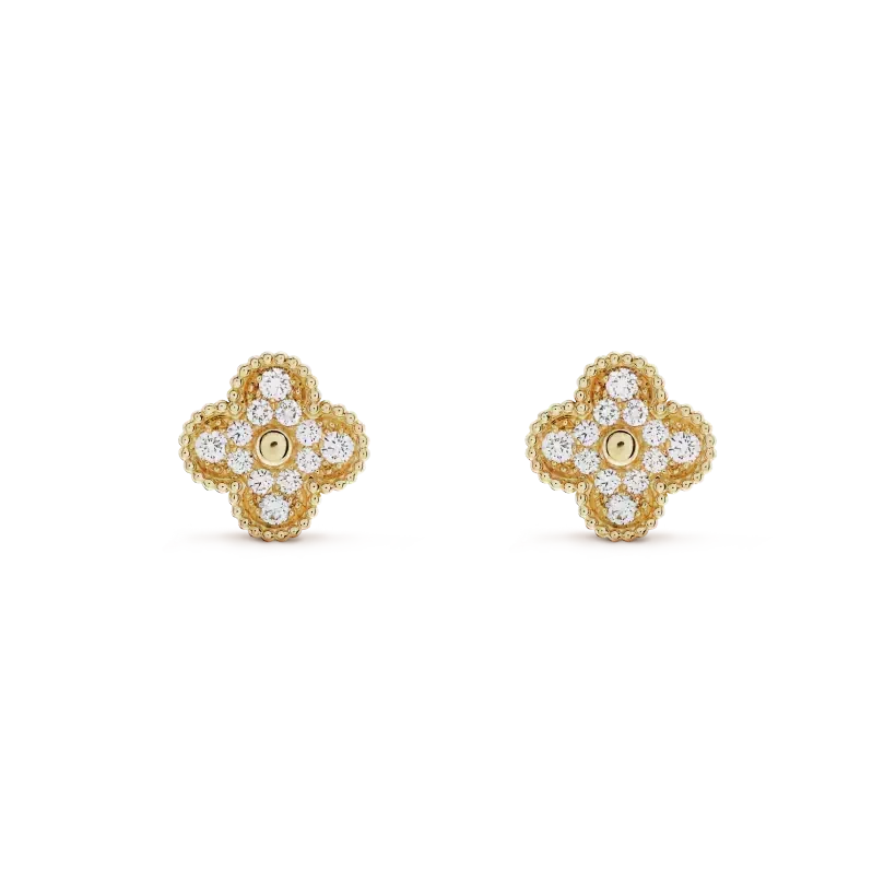 [⭐Spark]CLOVER MEDIUM 1 MOTIFS FUll DIAMOND EARRINGS