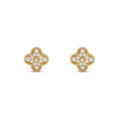 [⭐Spark]CLOVER MEDIUM 1 MOTIFS FUll DIAMOND EARRINGS