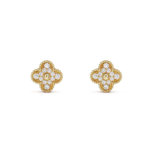 [⭐Spark]CLOVER MEDIUM 1 MOTIFS FUll DIAMOND EARRINGS