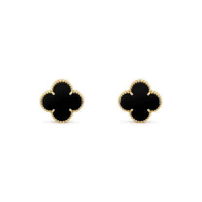 [⭐Spark]CLOVER MEDIUM 1 MOTIFS  ONYX STUD EARRINGS