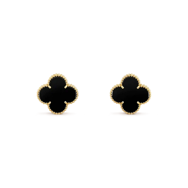 [⭐Spark]CLOVER MEDIUM 1 MOTIFS  ONYX STUD EARRINGS