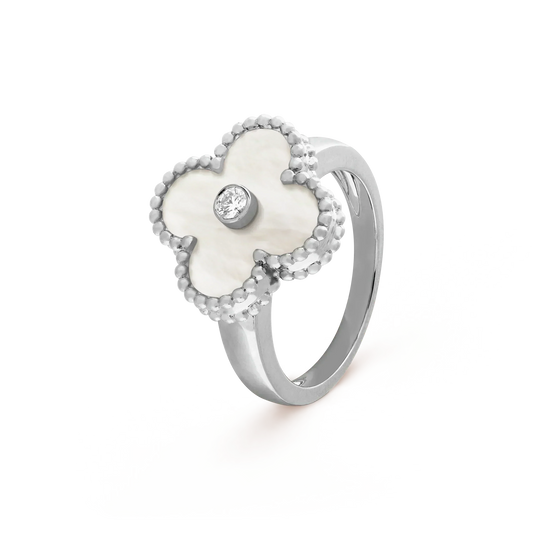 [⭐Spark]CLOVER SILVER MOP DIAMOND RING