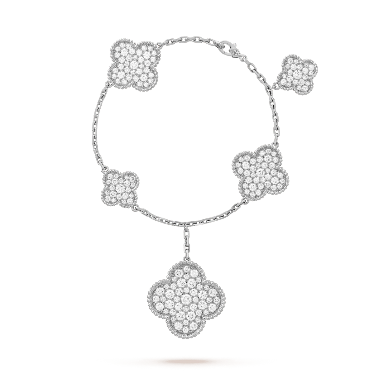 [⭐Spark]CLOVER 6 MOTIFS SILVER DIAMOND BRACELET