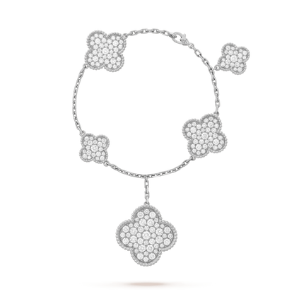 [⭐Spark]CLOVER 6 MOTIFS SILVER DIAMOND BRACELET