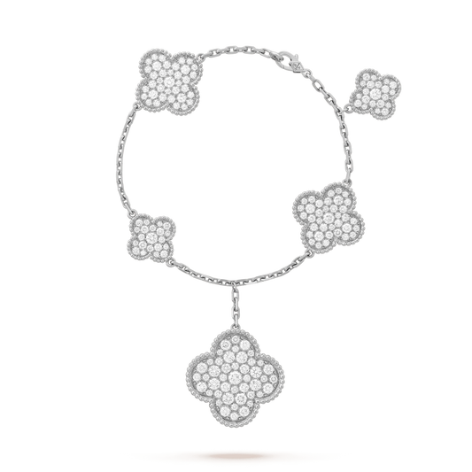 [⭐Spark]CLOVER 6 MOTIFS SILVER DIAMOND BRACELET