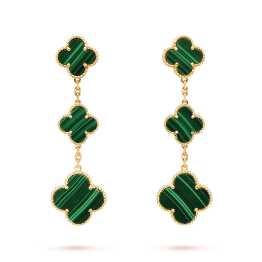 [⭐Spark]CLOVER MALACHITE 3 MOTIFS GOLD