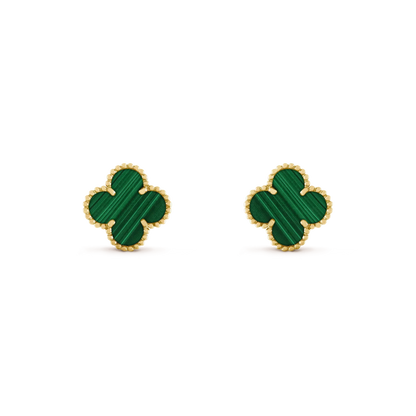 [⭐Spark]CLOVER MEDIUM 1 MOTIFS MALACHITE  EARRINGS