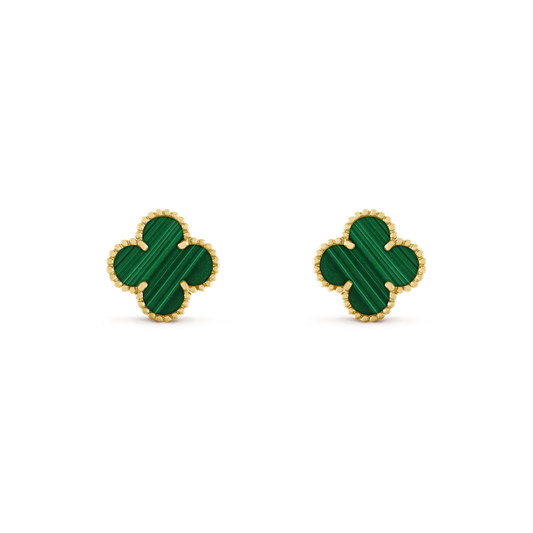 [⭐Spark]CLOVER MEDIUM 1 MOTIFS MALACHITE  EARRINGS