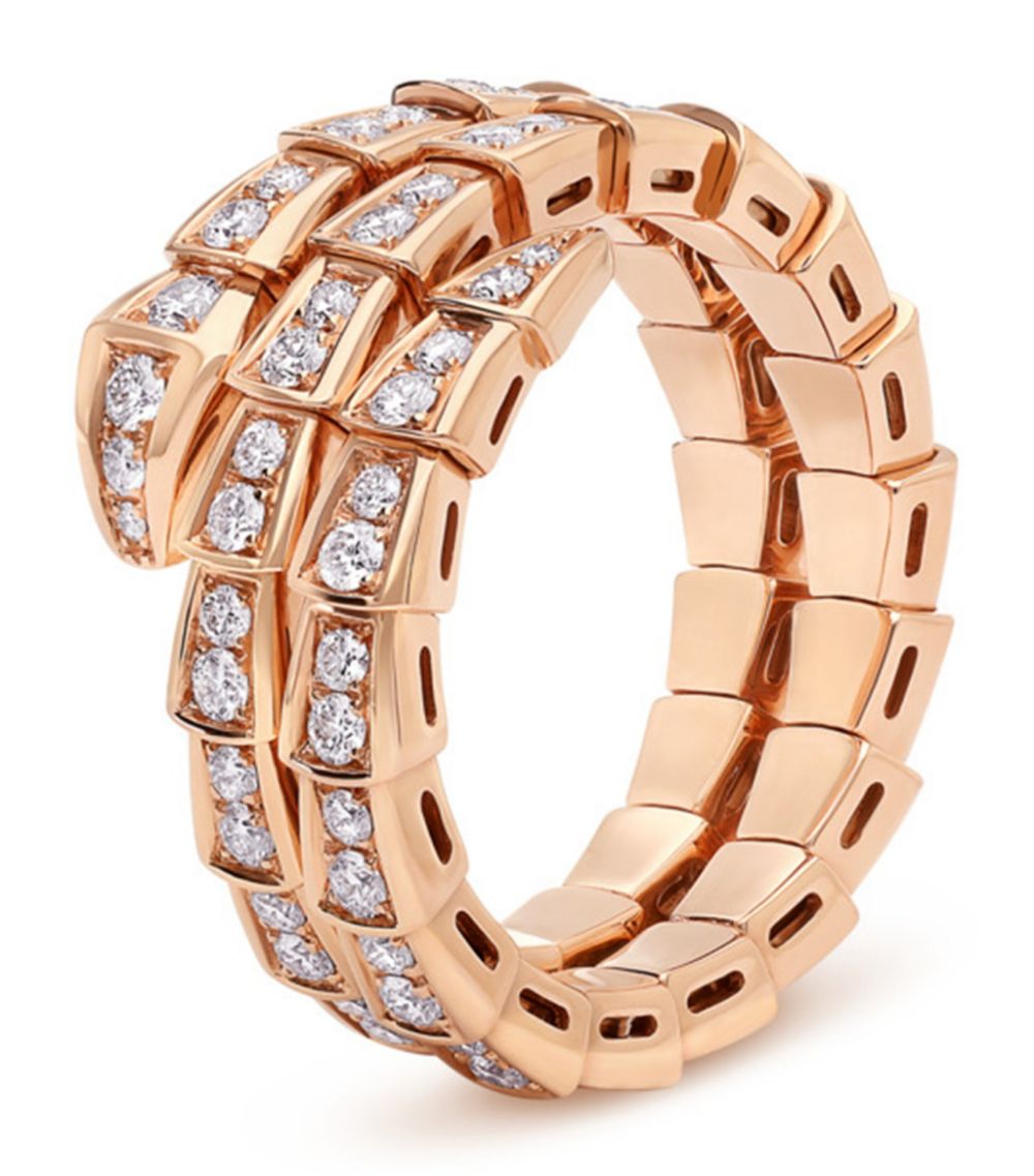 [⭐Spark]SERPENTI RING PINK GOLD DIAMOND DOUBLE ROW