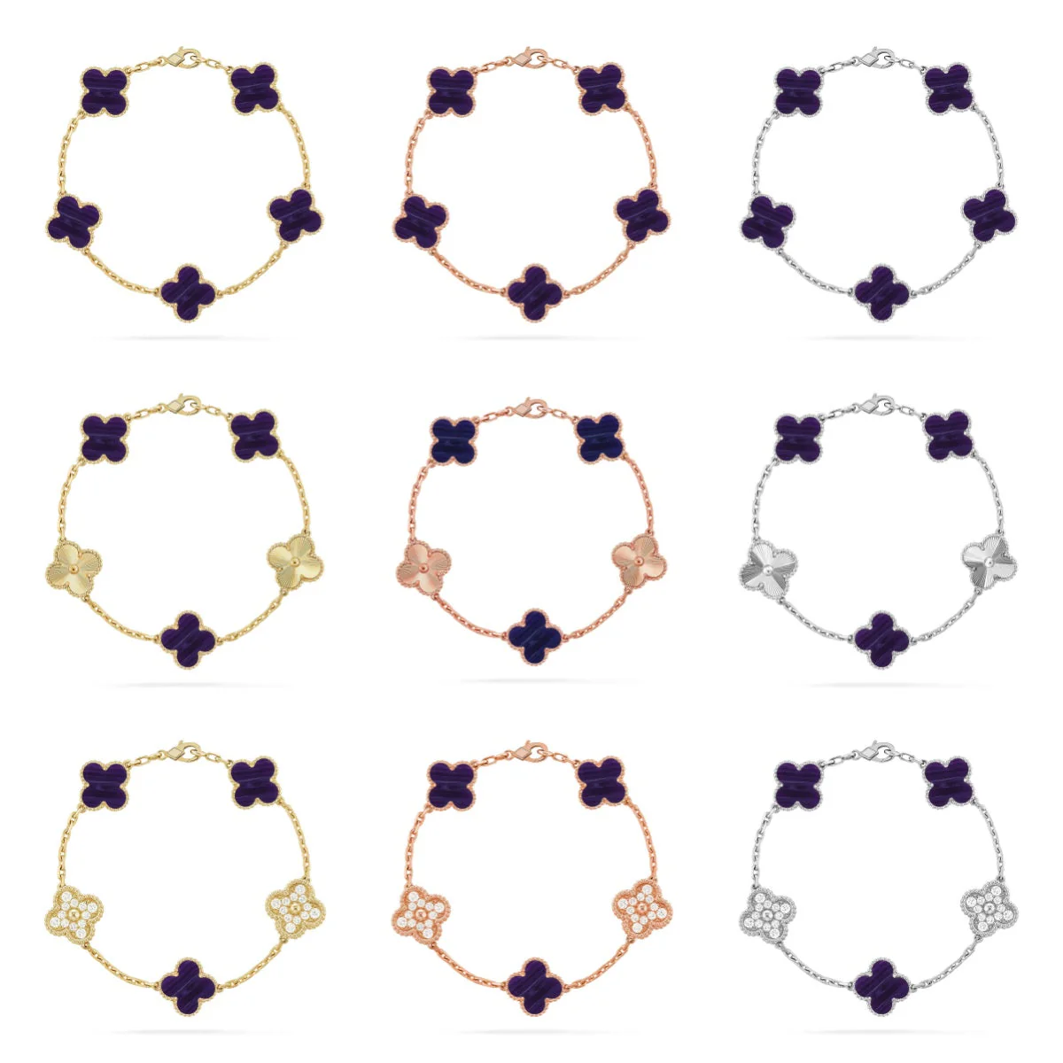 [⭐Spark]CLOVER 5 MOTIF PURPLE STRIPES BRACELET COLLECTION
