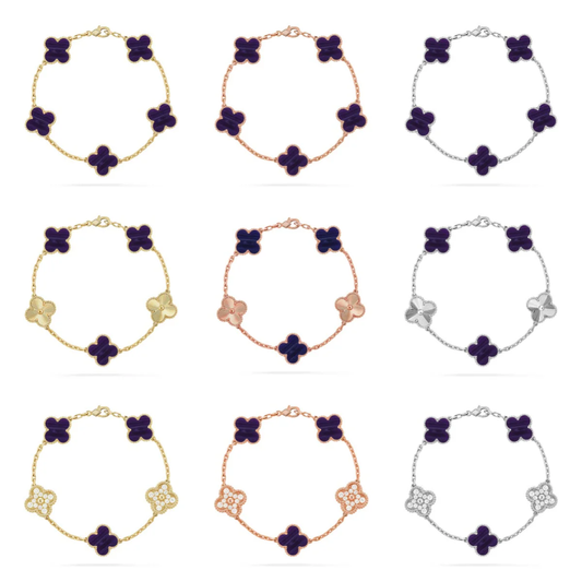 [⭐Spark]CLOVER 5 MOTIF PURPLE STRIPES BRACELET COLLECTION