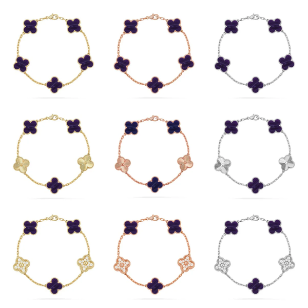 [⭐Spark]CLOVER 5 MOTIF PURPLE STRIPES BRACELET COLLECTION